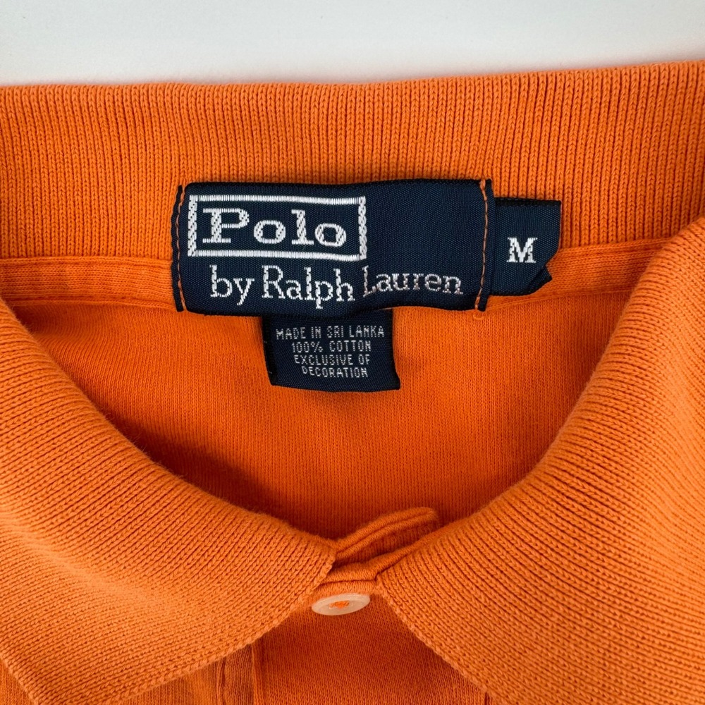 Polo Ralph Lauren Polo Shirt Mens M Orange Blue Pony Short Sleeve Cotton Classic - Picture 5 of 10